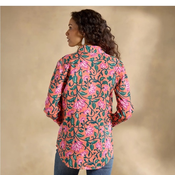 New Sundance Willow Linen Floral Shirt coral - Picture 2 of 6